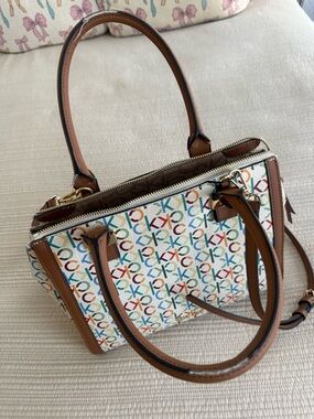 Calvin Klein Multicolor Logo Satchel with Brown Trim